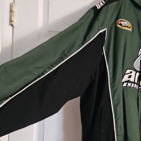 Dale Earnhardt Jr Nascar Green and Black Varsity Bomber Jacket - Picture 4 of 6
